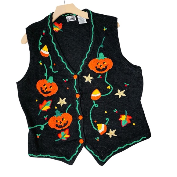 VINTAGE BASIC EDITIONS Halloween Sweater Vest - Picture 1 of 5